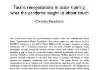 Tactile renegotiations in actor training: what the pandemic taught us about touch